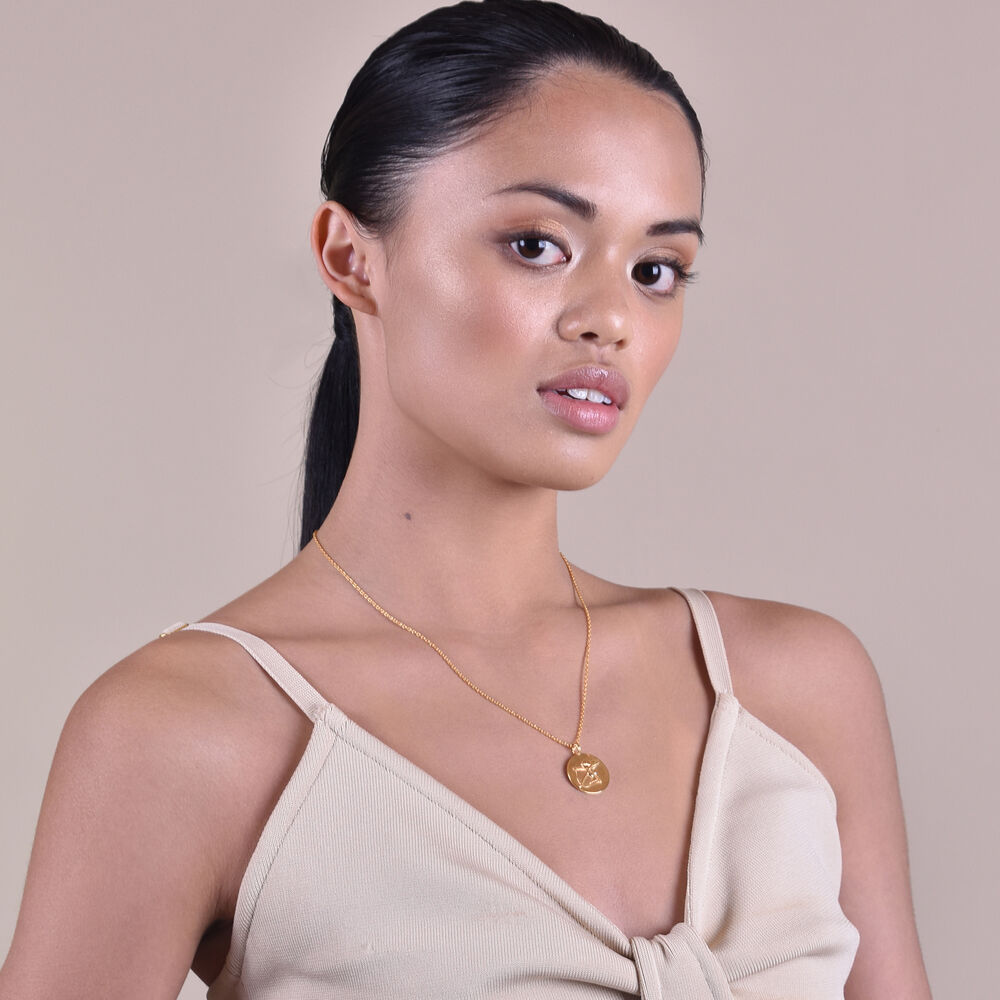 Culturesse She Is Sagittarius Artisan 24K Gold Zodiac Pendant Necklace