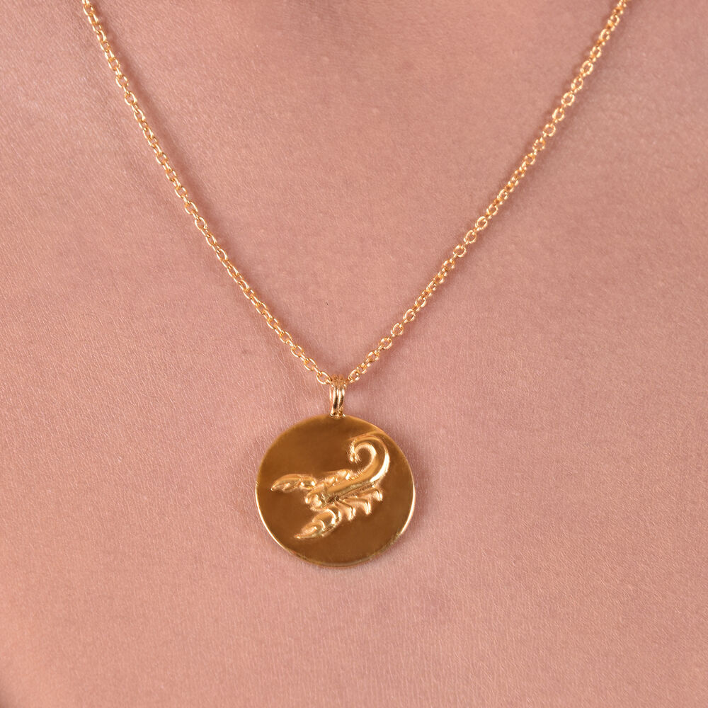 Culturesse She Is Scorpio Artisan 24K Gold Zodiac Pendant Necklace