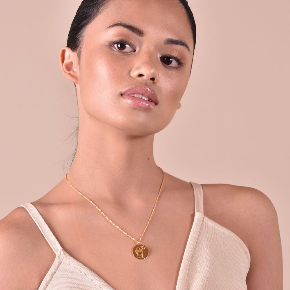 Culturesse She Is Taurus Artisan 24K Gold Zodiac Pendant Necklace