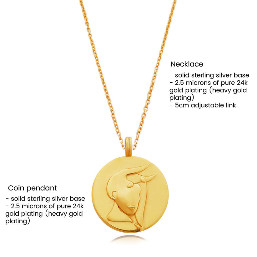 Culturesse She Is Taurus Artisan 24K Gold Zodiac Pendant Necklace