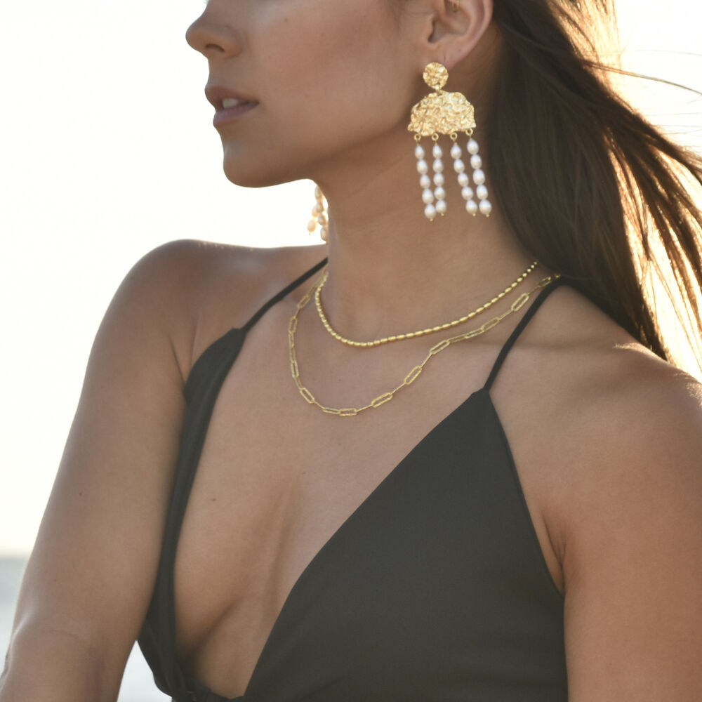 Culturesse Elijah Textured Link Chain Necklace (Gold Vermeil)