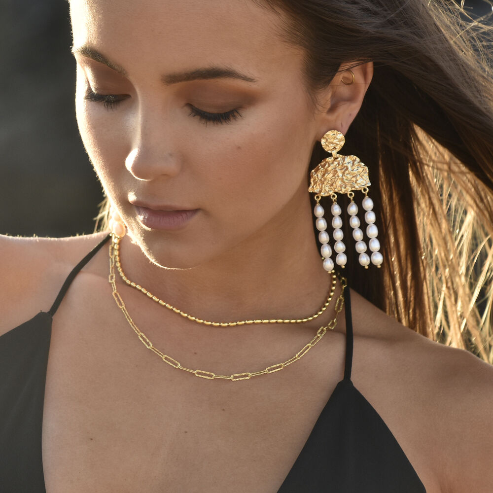 Culturesse Elijah Textured Link Chain Necklace (Gold Vermeil)