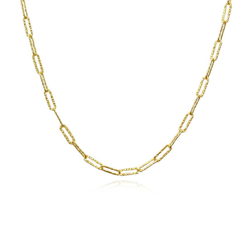 Culturesse Elijah Textured Link Chain Necklace (Gold Vermeil)