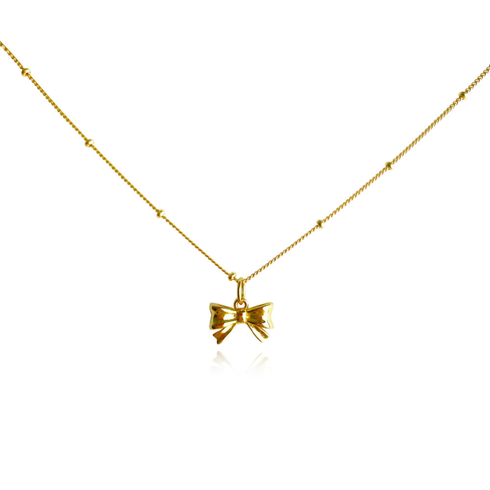 Culturesse Tilda Artisan Bow Tie Pendant Necklace (Gold)