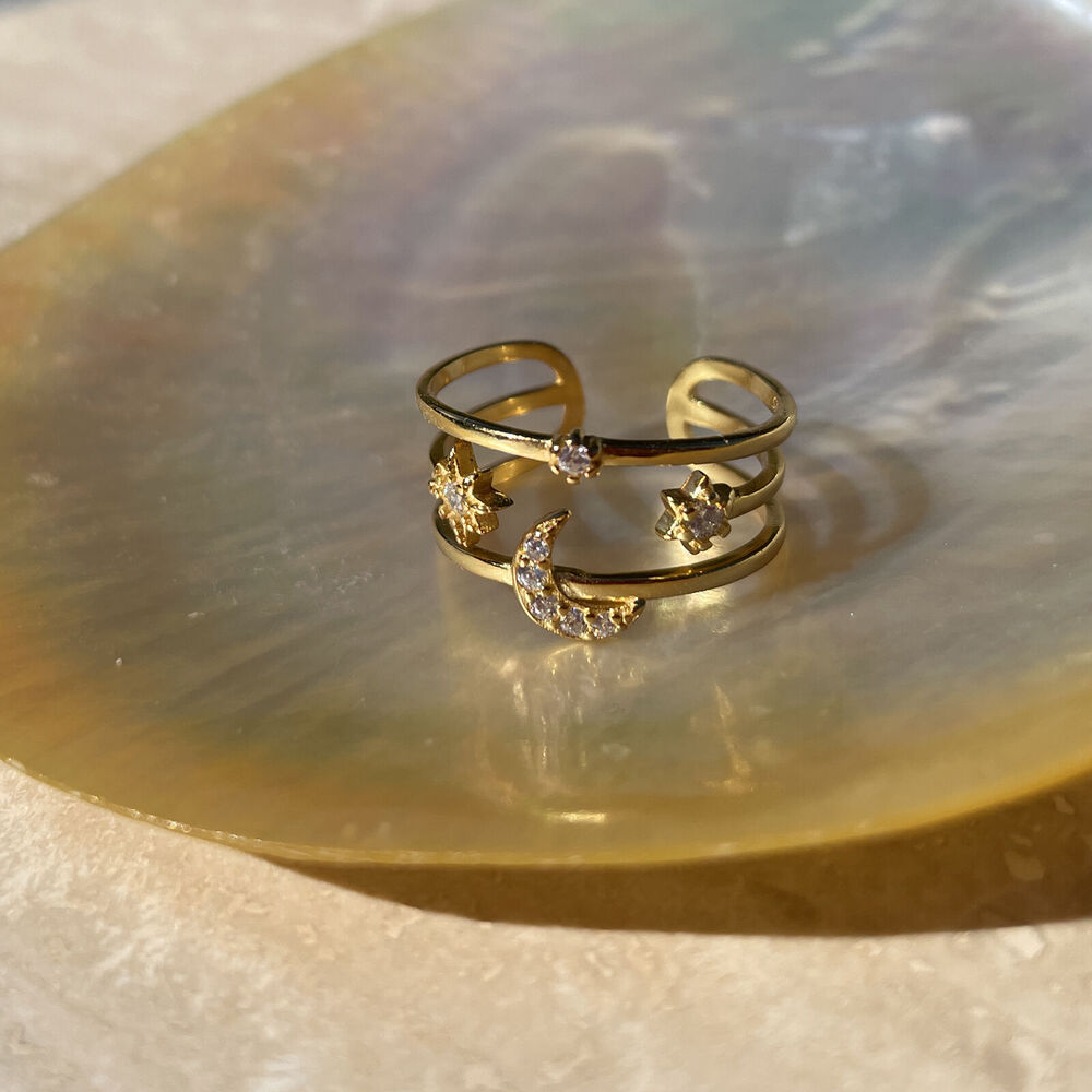Culturesse Seraphine Celestial Tri-line Open Ring (Gold)