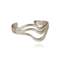 Culturesse Selene Artisan Lining Open Ring (Silver)