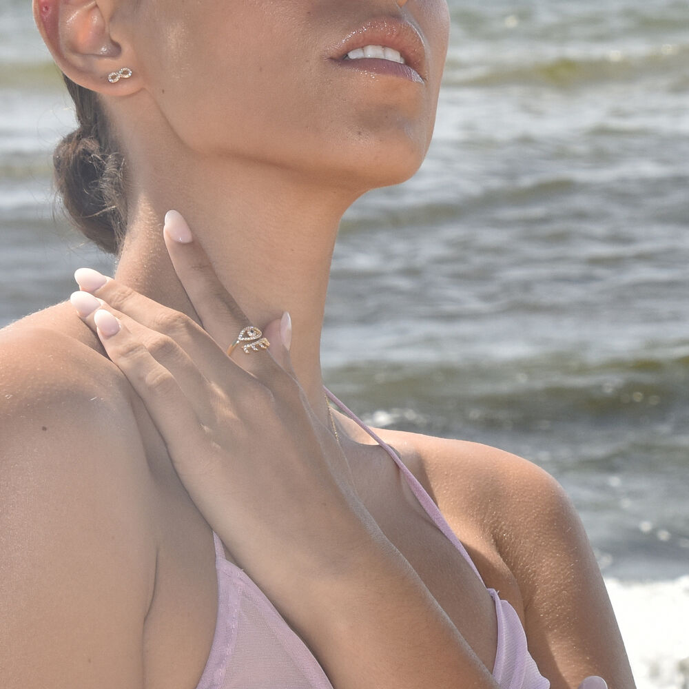 Culturesse Una Artisan Evil Eye Open Ring (Gold)