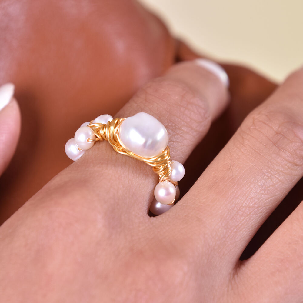 Culturesse Bjorne 24K Freshwater Pearl Nest Open Ring