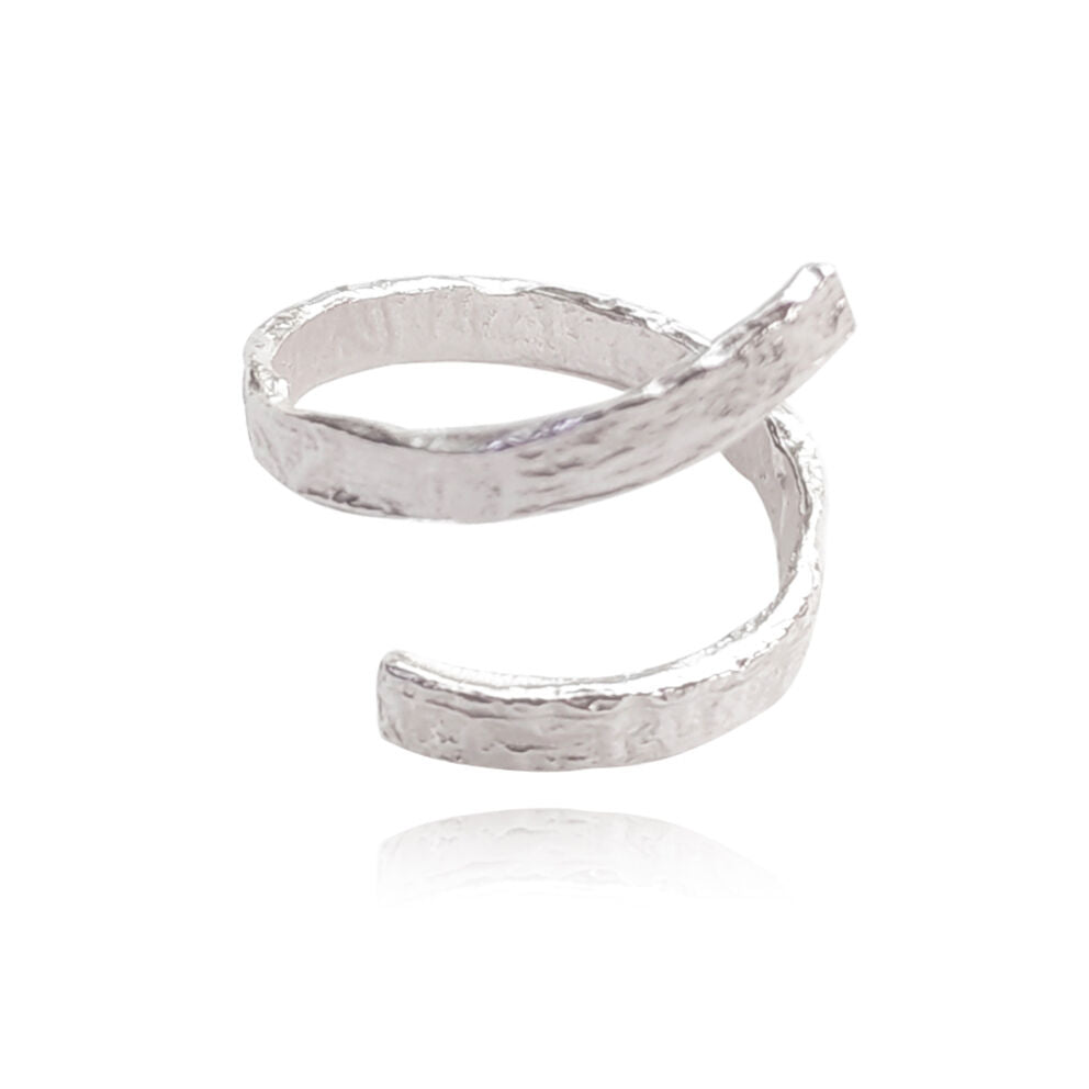 Culturesse Noora Sculpture Wrap Open Ring (Silver)
