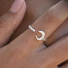 Culturesse Chandra Artisan Crescent Moon Open Ring (Silver)