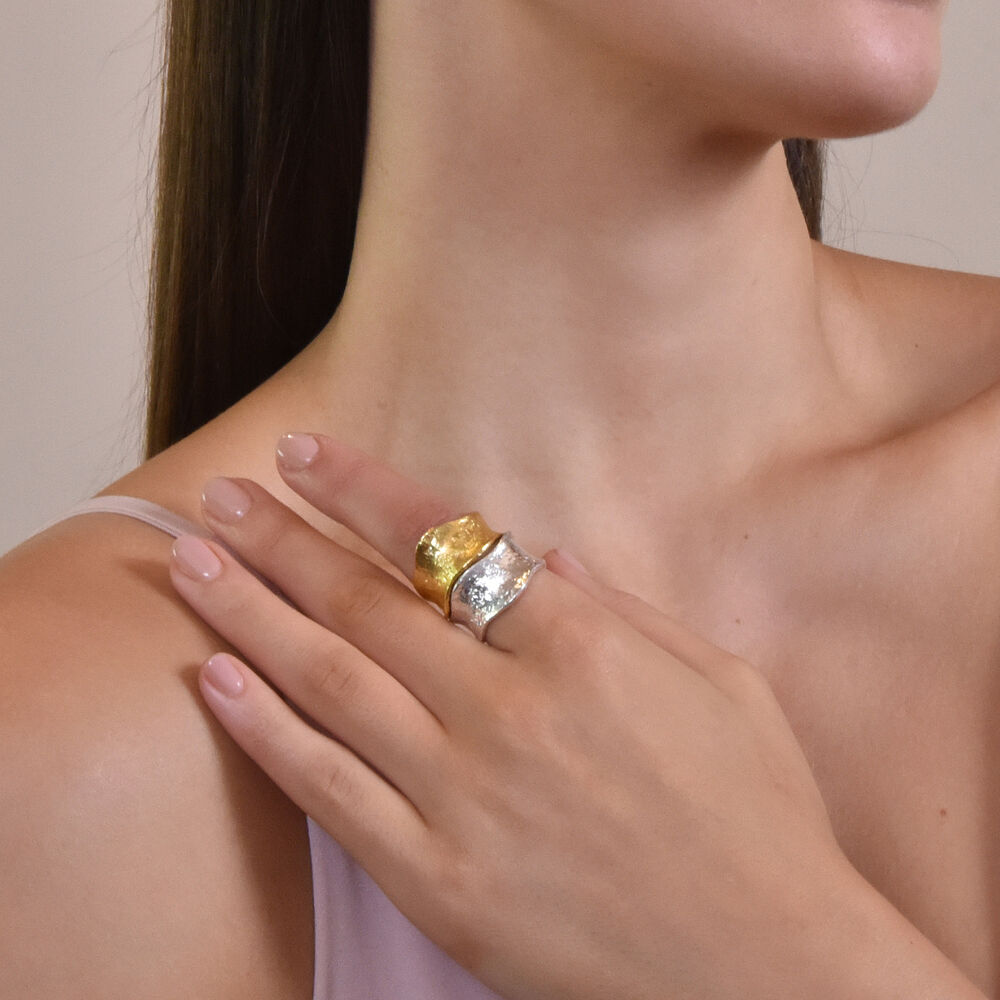 Culturesse Gwenore Textured Silver Open Ring