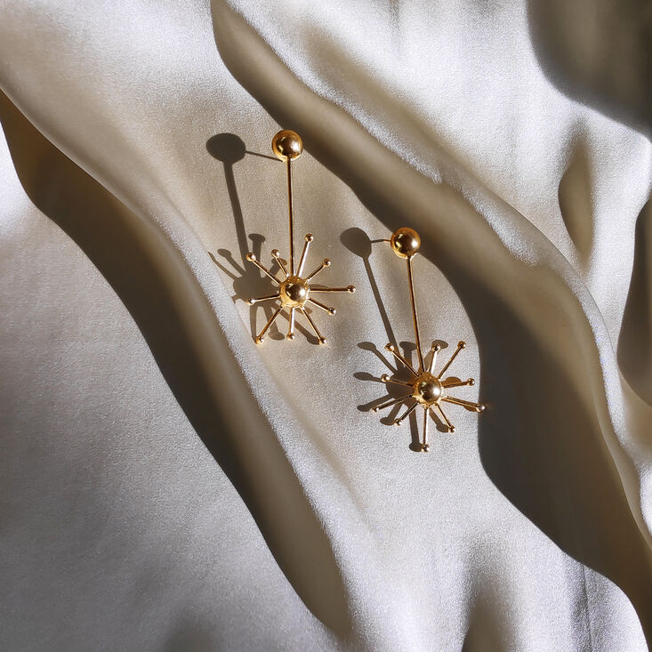 Culturesse Soleste 24K Artisan Sun Drop Earrings