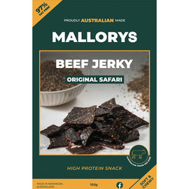 Mallorys Jerky Safari Beef Jerky 100g Outback Snack (for Human Consumption)