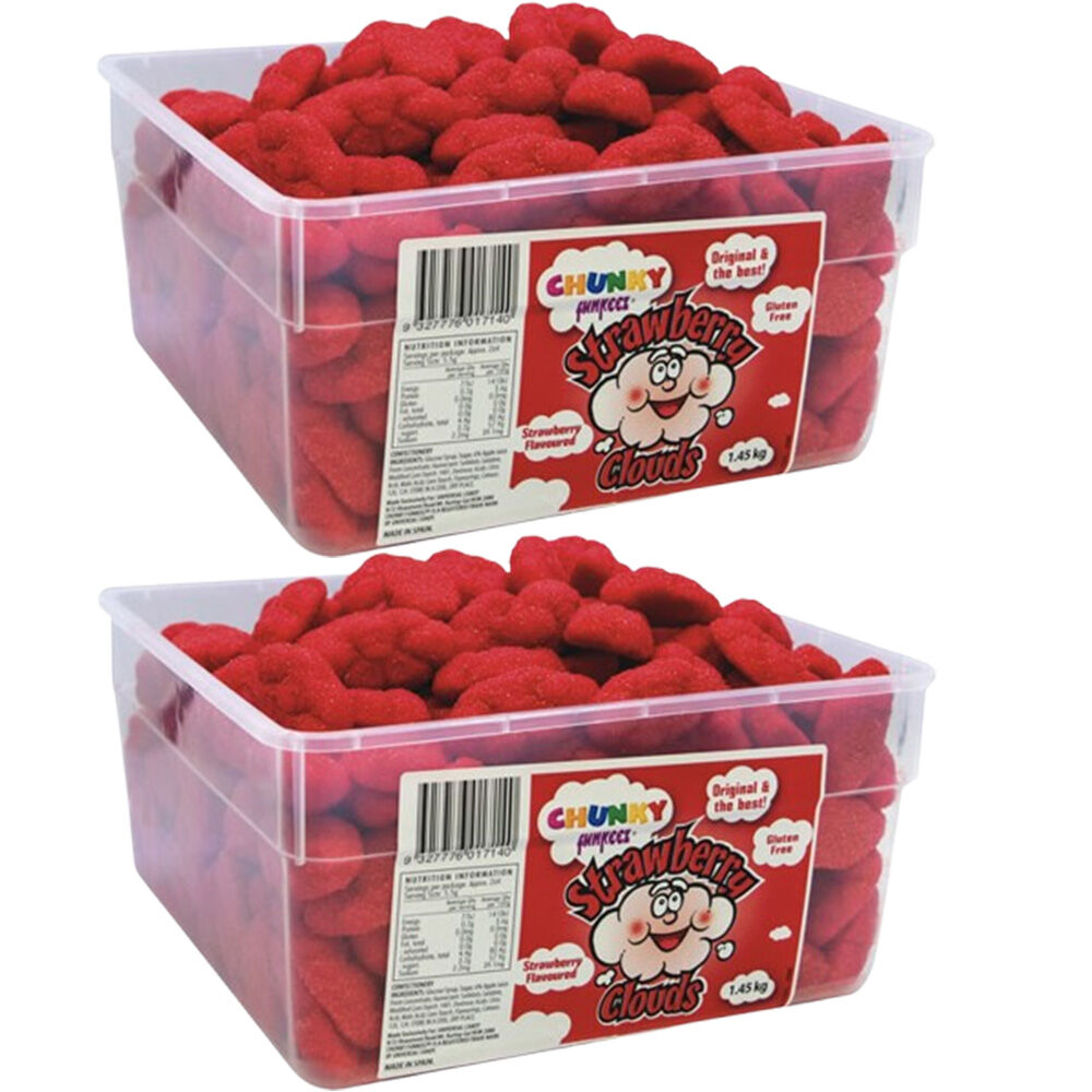 Chunky Funkeez Strawberry Clouds Tub Candy Lollies Sweets Bulk Pack 2x 1.45kg