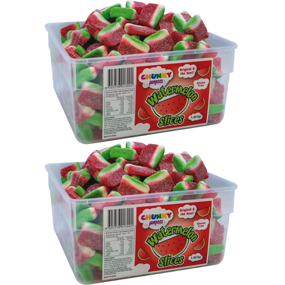 Chunky Funkeez Watermelon Slice Tub Candy Lollies Sweets Bulk Pack 2x 1.45kg
