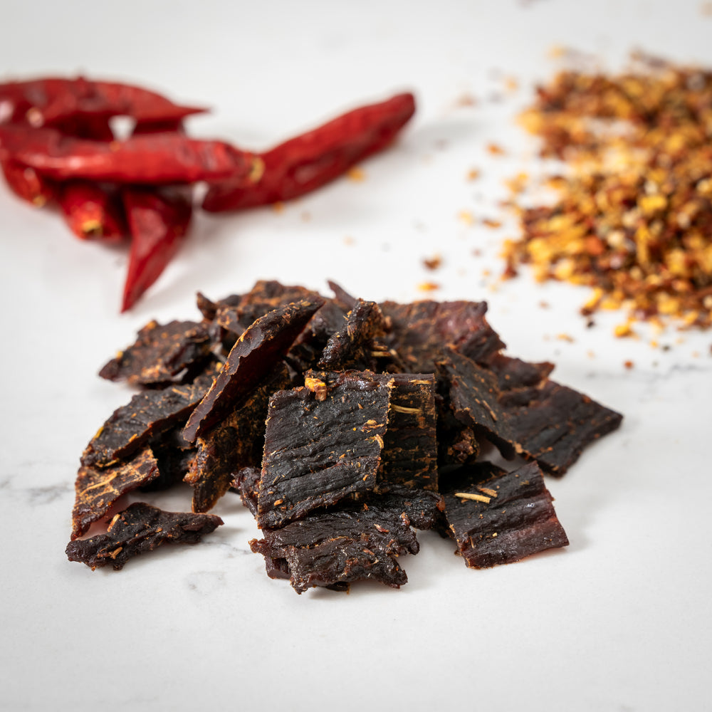 Mallorys Jerky Super Hot Kangaroo 1kg Bulk Fiery Wild Snack (for Human Consumption)