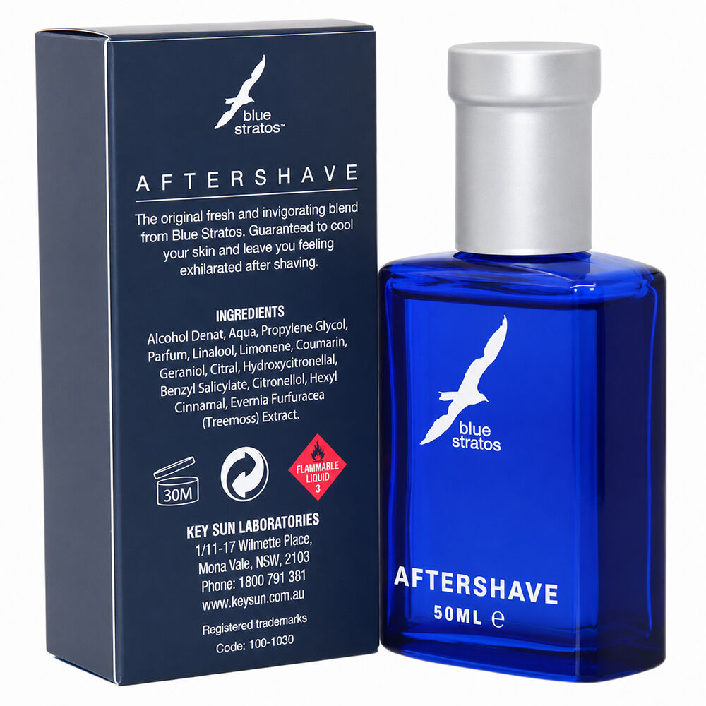 Blue Stratos Aftershave Lotion 50ml Pack of 4 Original Fragrance