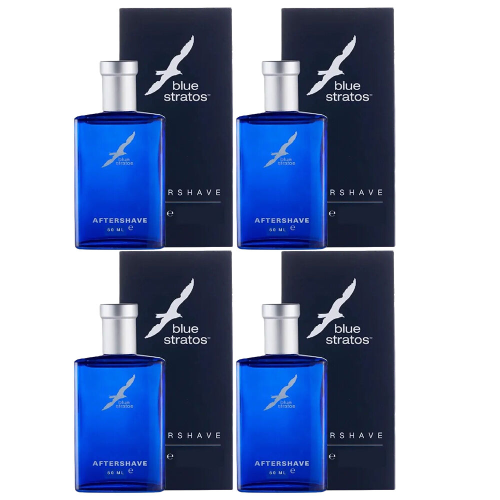 Blue Stratos Aftershave Lotion 50ml Pack of 4 Original Fragrance