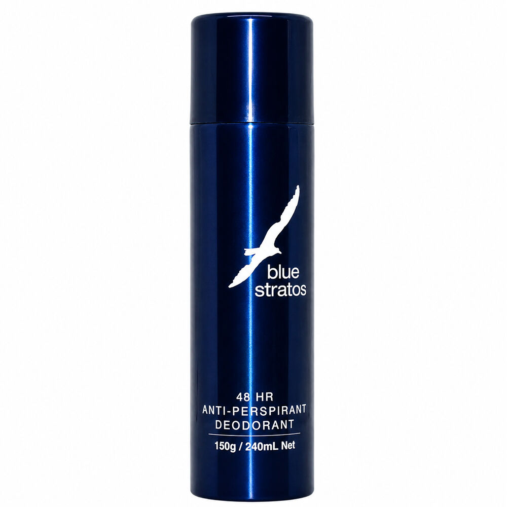 Blue Stratos Deodorant Body Spray 150g 2 Pack Long Lasting Anti Perspirant