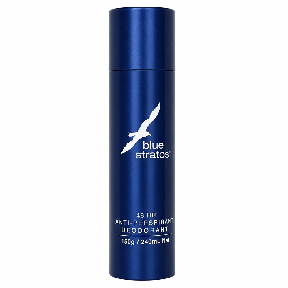 Blue Stratos Deodorant Body Spray 150g 2 Pack Long Lasting Anti Perspirant