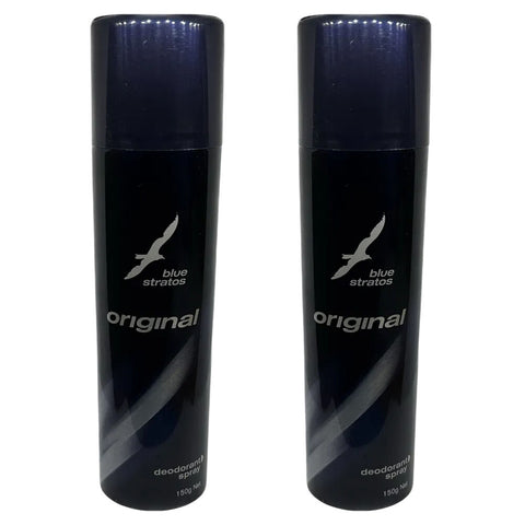 Blue Stratos Deodorant Spray 150g 2 Pack Fresh Long Lasting Fragrance Set