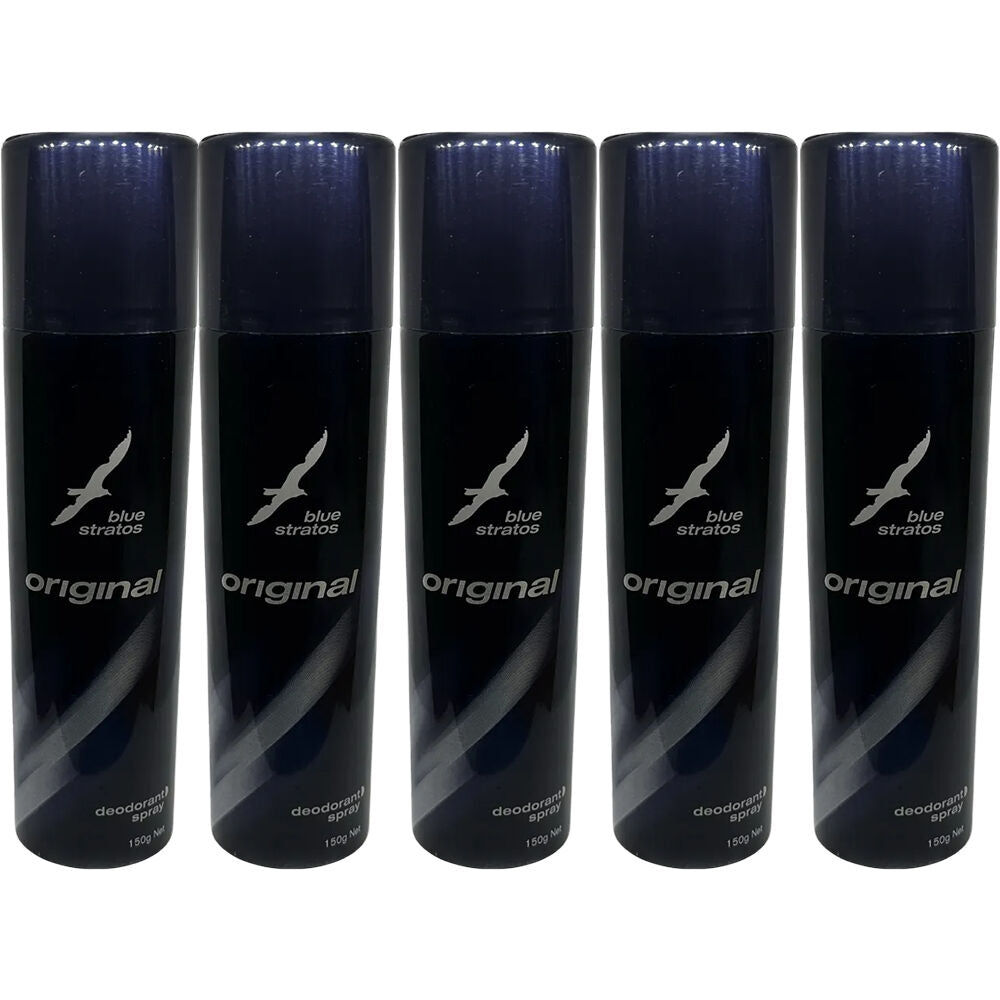 Blue Stratos Deodorant Spray 150g 5 Pack Long Lasting Fragrance Set
