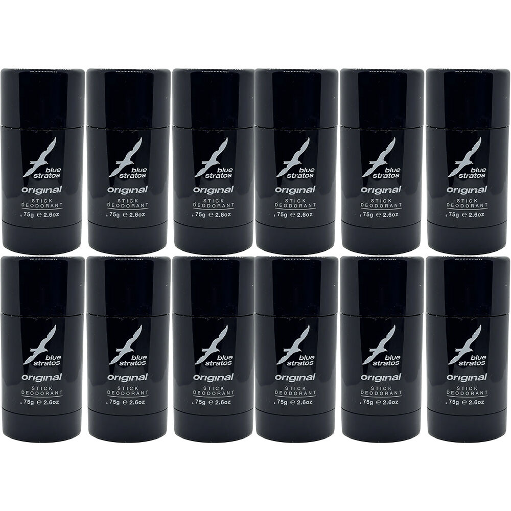 Blue Stratos 75g Deodorant Stick 12 Pack Classic Long Lasting Fragrance Set