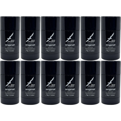 Blue Stratos 75g Deodorant Stick 12 Pack Classic Long Lasting Fragrance Set
