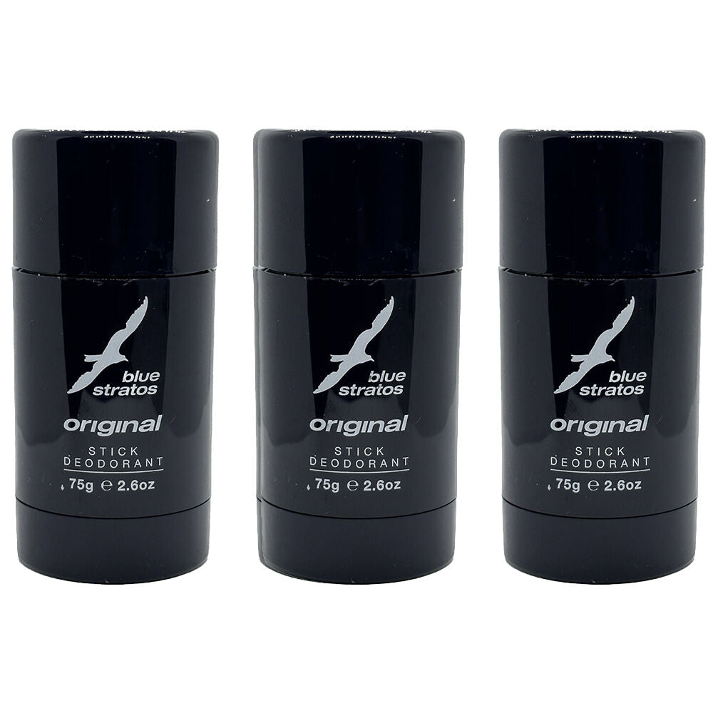 Blue Stratos Deodorant Stick 75g 3 Pack Long Lasting Freshness for Men
