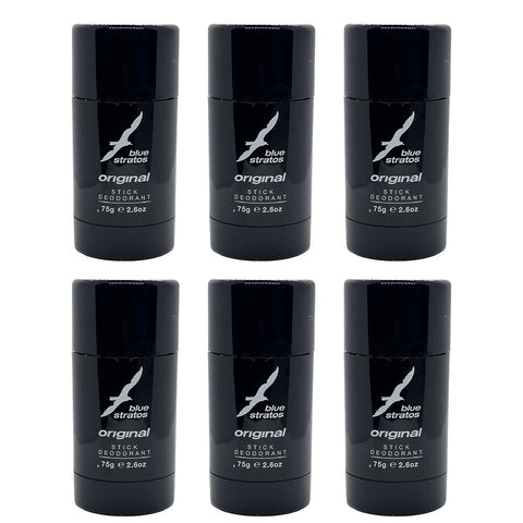 Blue Stratos 75g Deodorant Stick 6 Pack Long Lasting Fragrance Set