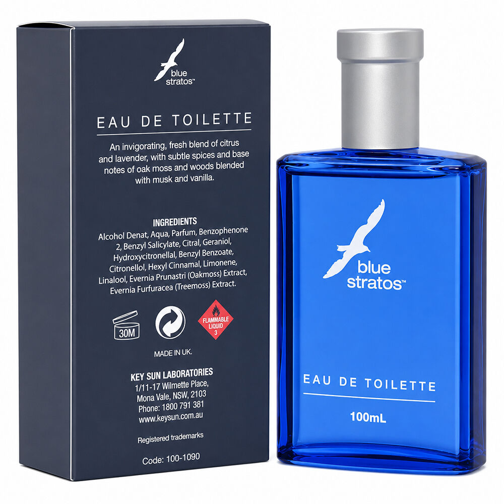 Blue Stratos EDT 100ml 2 Pack Mens Fragrance Set Fresh Citrus Scent