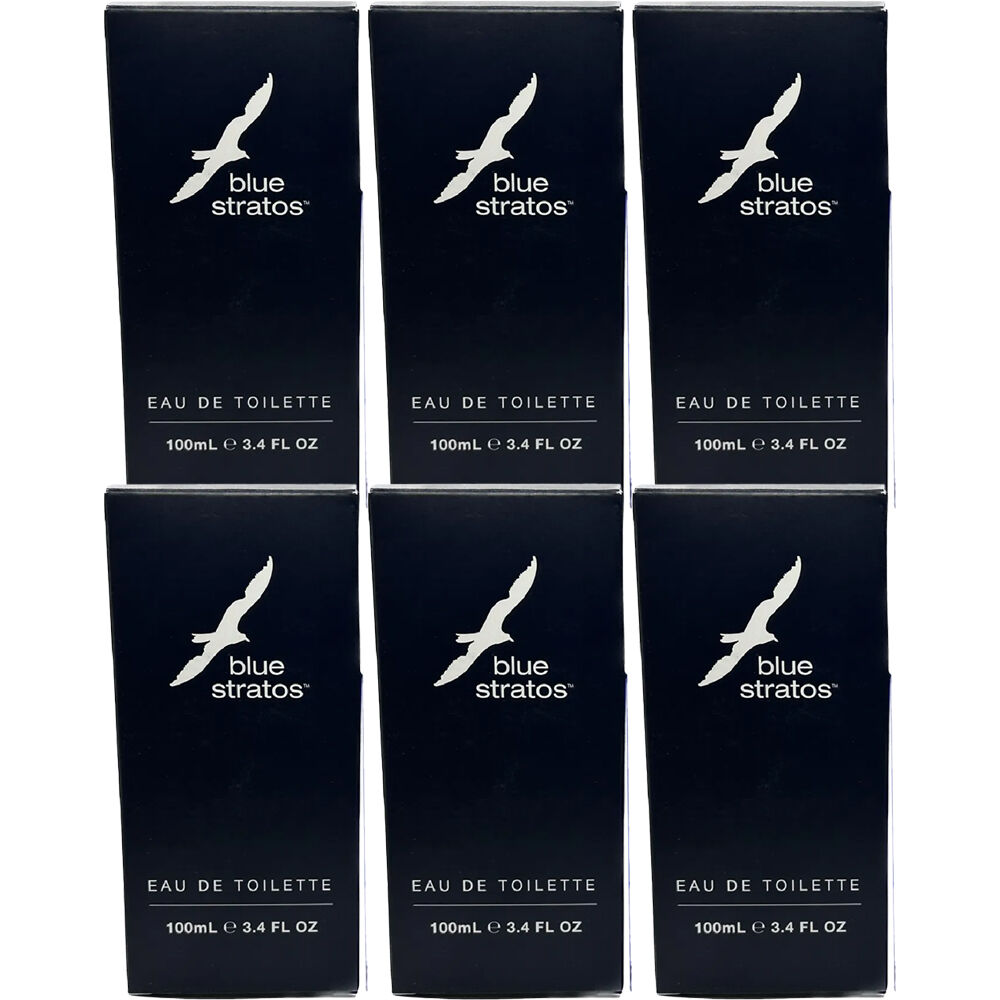 Blue Stratos EDT 100ml 6 Pack Mens Fragrance Set Classic Fresh Cologne