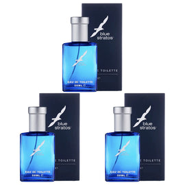 Blue Stratos Eau De Toilette 50ml Men Pack of 3 Light Fresh Long Lasting
