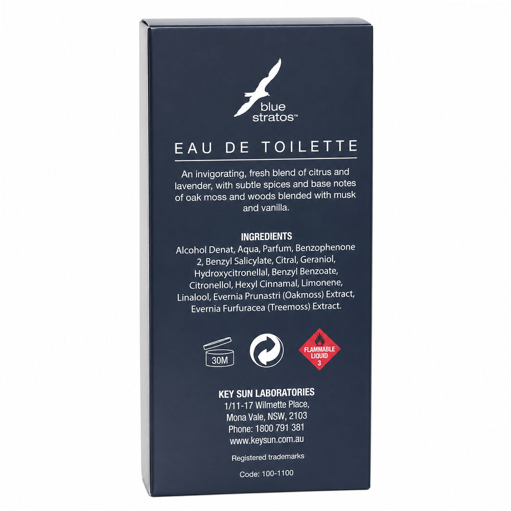 Blue Stratos Eau De Toilette 50ml Men Fresh Long Lasting Fragrance 4 Pack