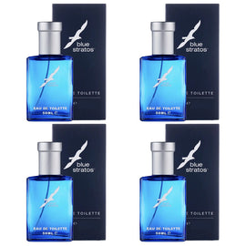 Blue Stratos Eau De Toilette 50ml Men Fresh Long Lasting Fragrance 4 Pack