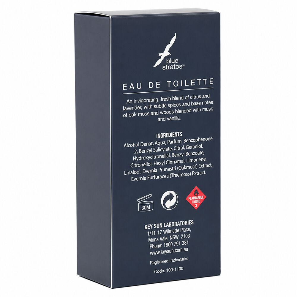 Blue Stratos Eau De Toilette 50ml Men Light Fresh Long Lasting Fragrance