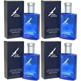 Blue Stratos Pre Electric Aftershave Lotion 4 Pack 100ml Cooling Shave Prep