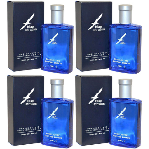 Blue Stratos Pre Electric Aftershave Lotion 4 Pack 100ml Cooling Shave Prep