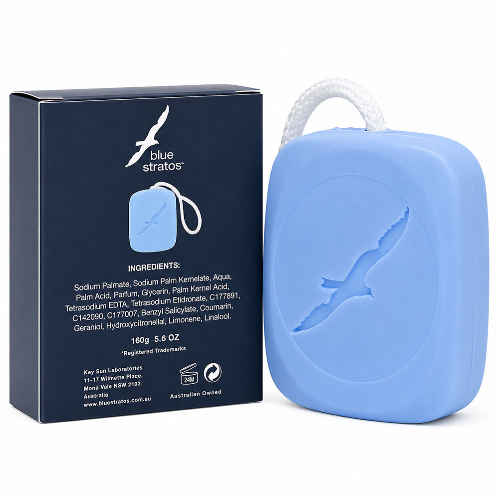 Blue Stratos Soap on a Rope 160g Twin Pack