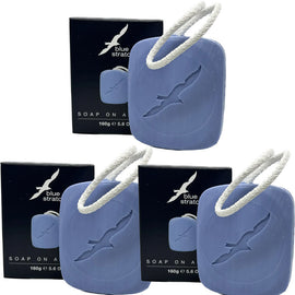 Blue Stratos Soap on a Rope 160g 3 Pack Set Classic Mens Fragrance