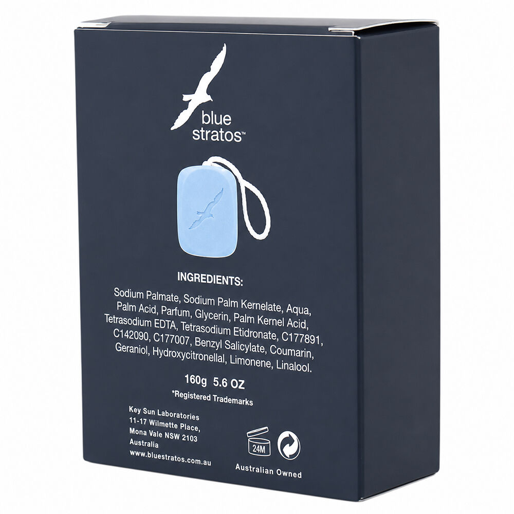 Blue Stratos Soap On A Rope 160g Hanging Bar Original Blue Fragrance