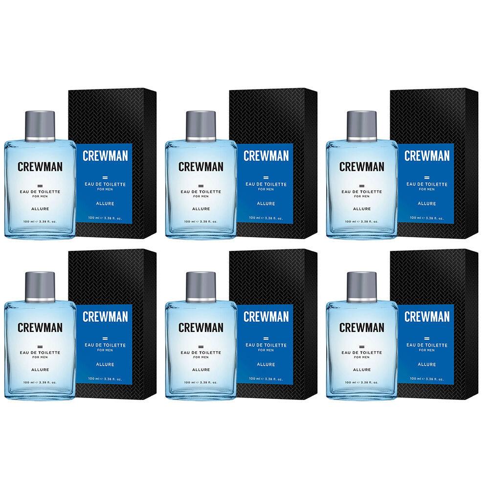 Crewman Allure Mens Eau De Toilette EDT 100ml x 6 Ocean Fresh Scent Set