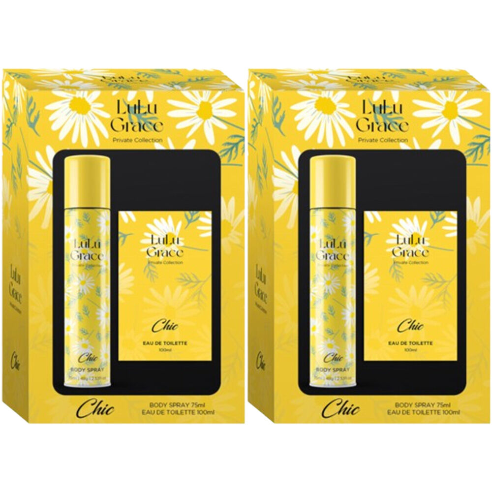 Lulu Grace Gift Set 2x 100ml Eau De Toilette EDT and 75ml Body Spray Chic