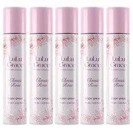 Lulu Grace Private Collection Rose Body Spray 75ml Pack of 5 Long Lasting