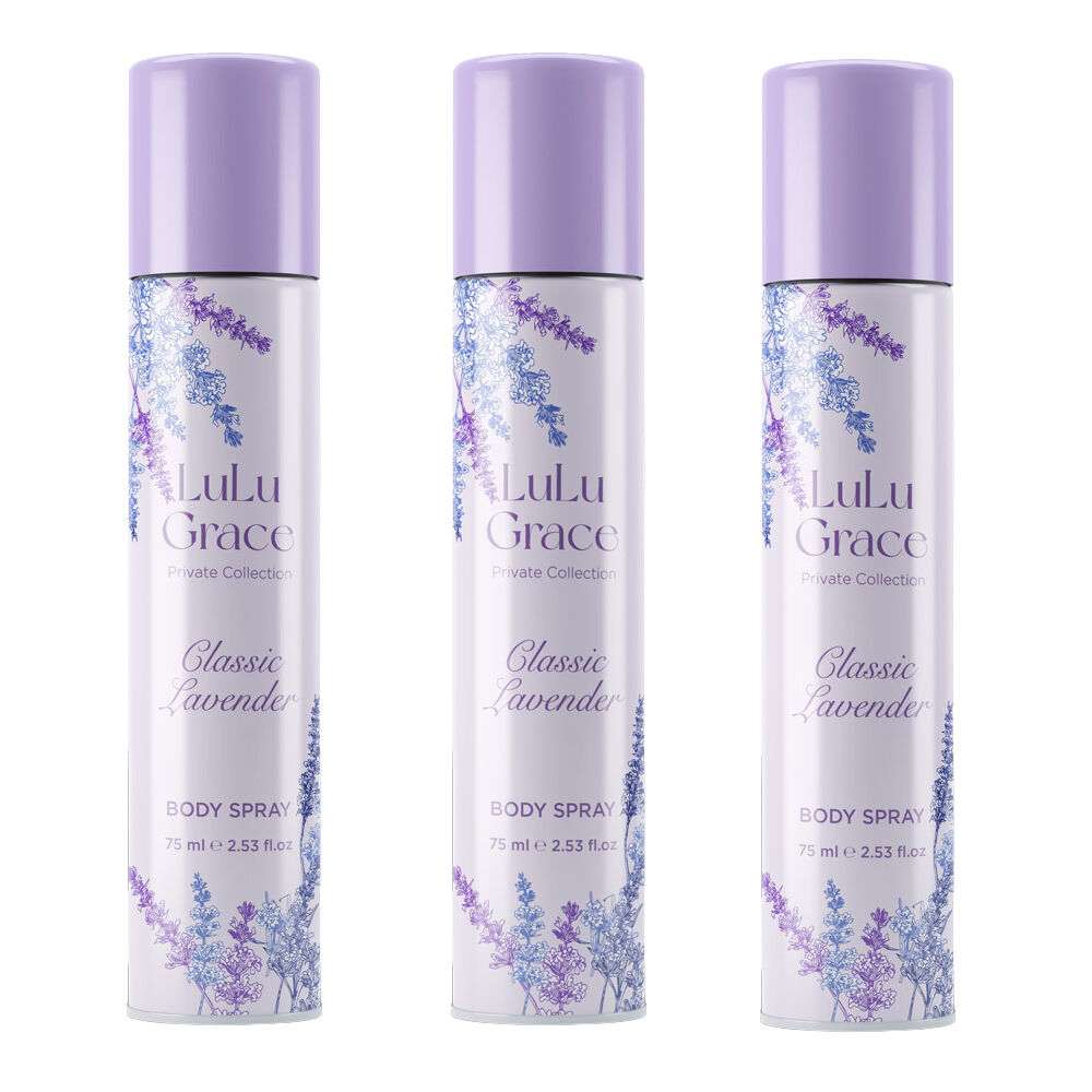 Lulu Grace Private Collection Lavender Body Spray 3 Pack 75ml Long Lasting