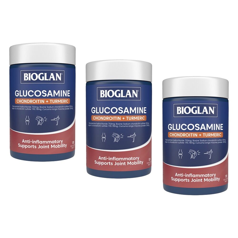 Bioglan Glucosamine Chondroitin and Turmeric 120 Tablets Pack of 3