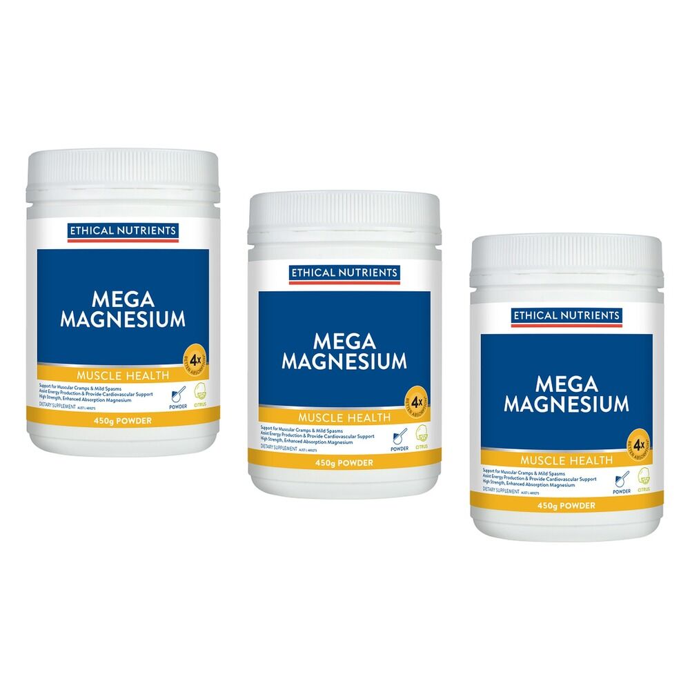 Ethical Nutrients Mega Magnesium Citrus 450g Pack of 3