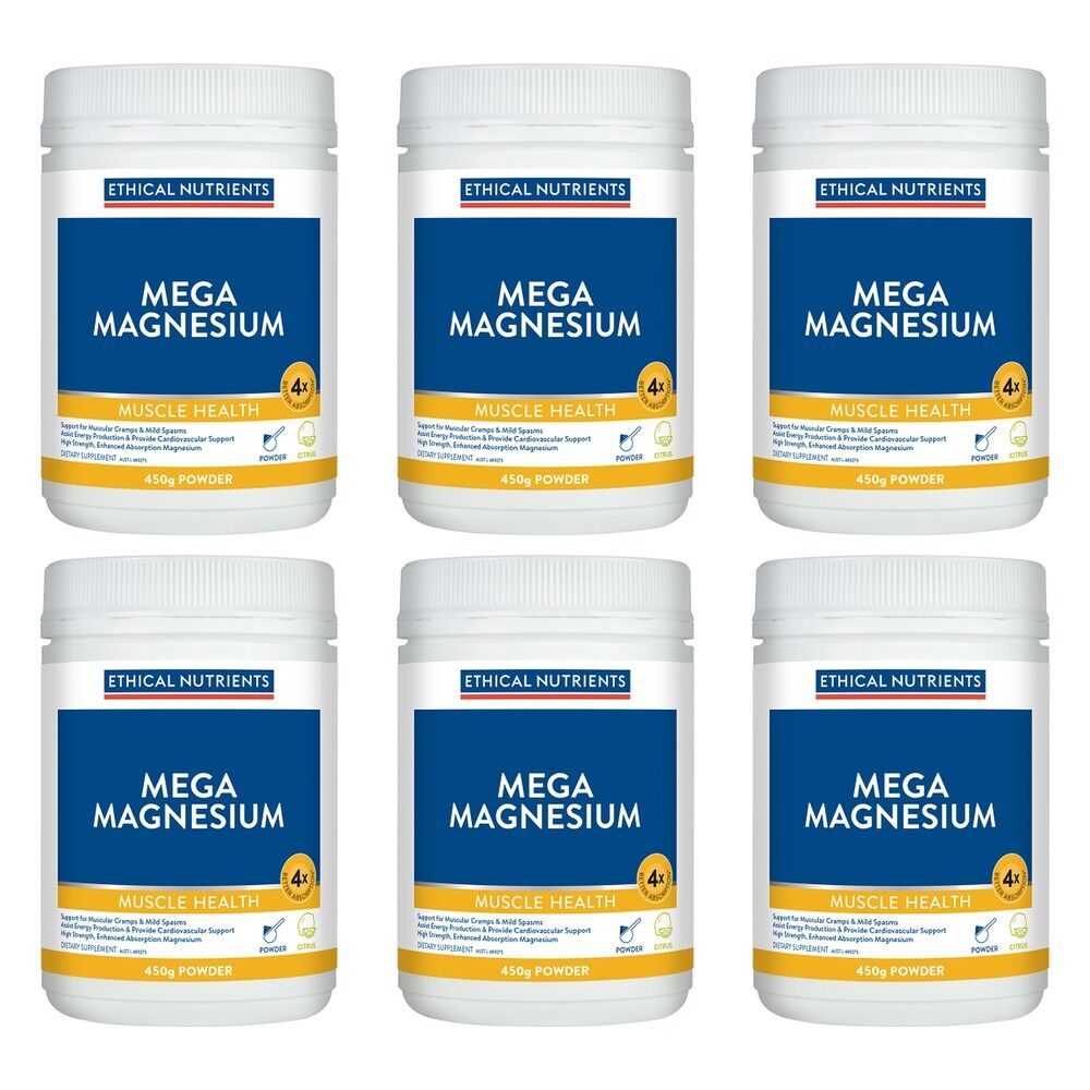 Ethical Nutrients Mega Magnesium Citrus 450g Pack of 6