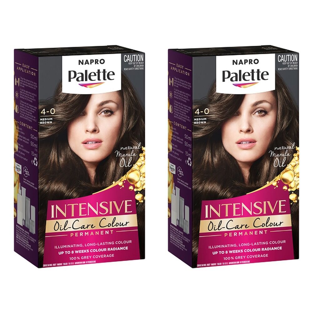 Napro Palette Permanent Creme Colour 4-0 Medium Brown x 3 Bundle of 2