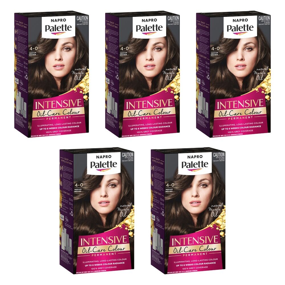 Napro Palette Permanent Creme Colour 4-0 Medium Brown x 3 Bundle of 5